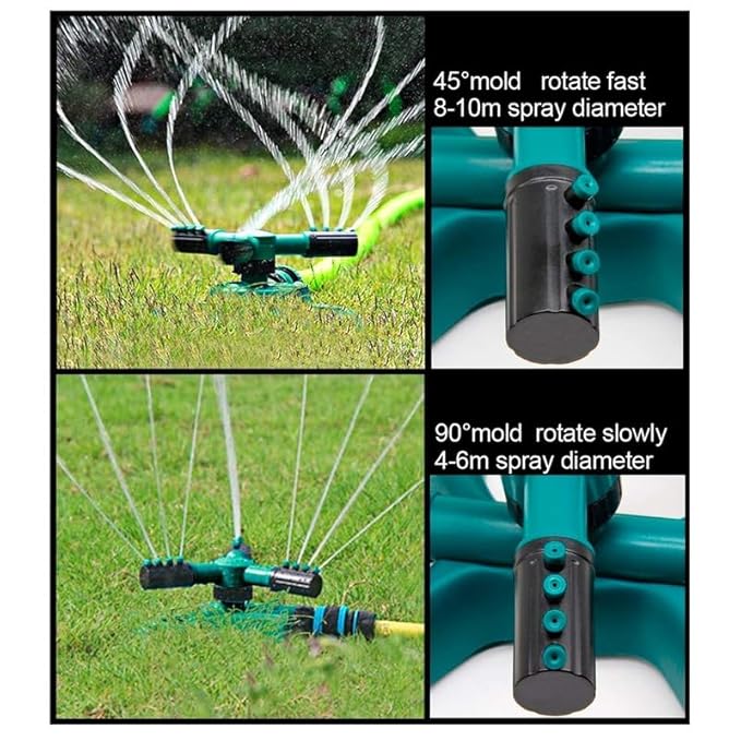 3 Arm Sprinkler 360 ° Rotating Adjustable Round Water Sprinkler for Watering Garden Plants/Pipe Hose Irrigation Yard Water Sprayer